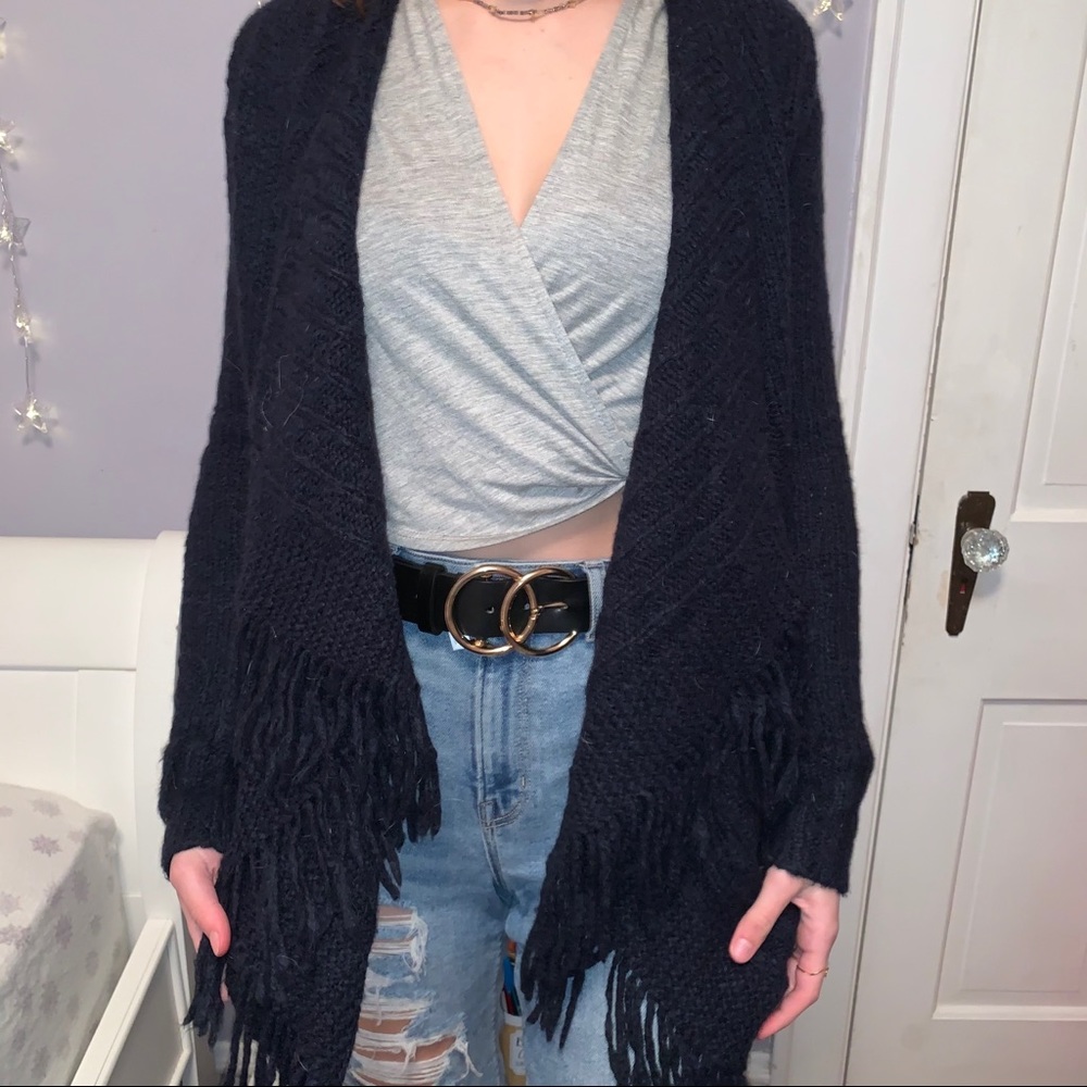 Navy Frilled Cardigan